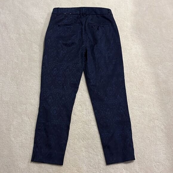 White House Black Market Blue Jacquard Slim Ankle Pants Size 0 P Printed - Picture 6 of 7